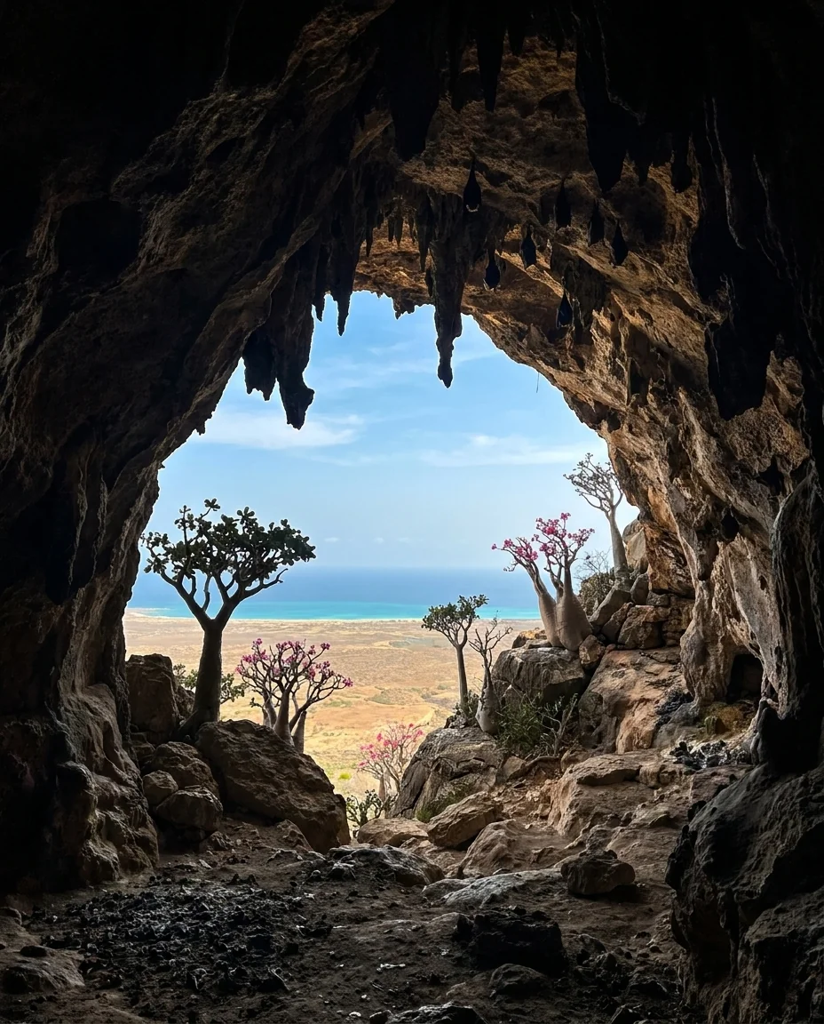 Dagub Cave — cave entrance framed by endemic fig trees
