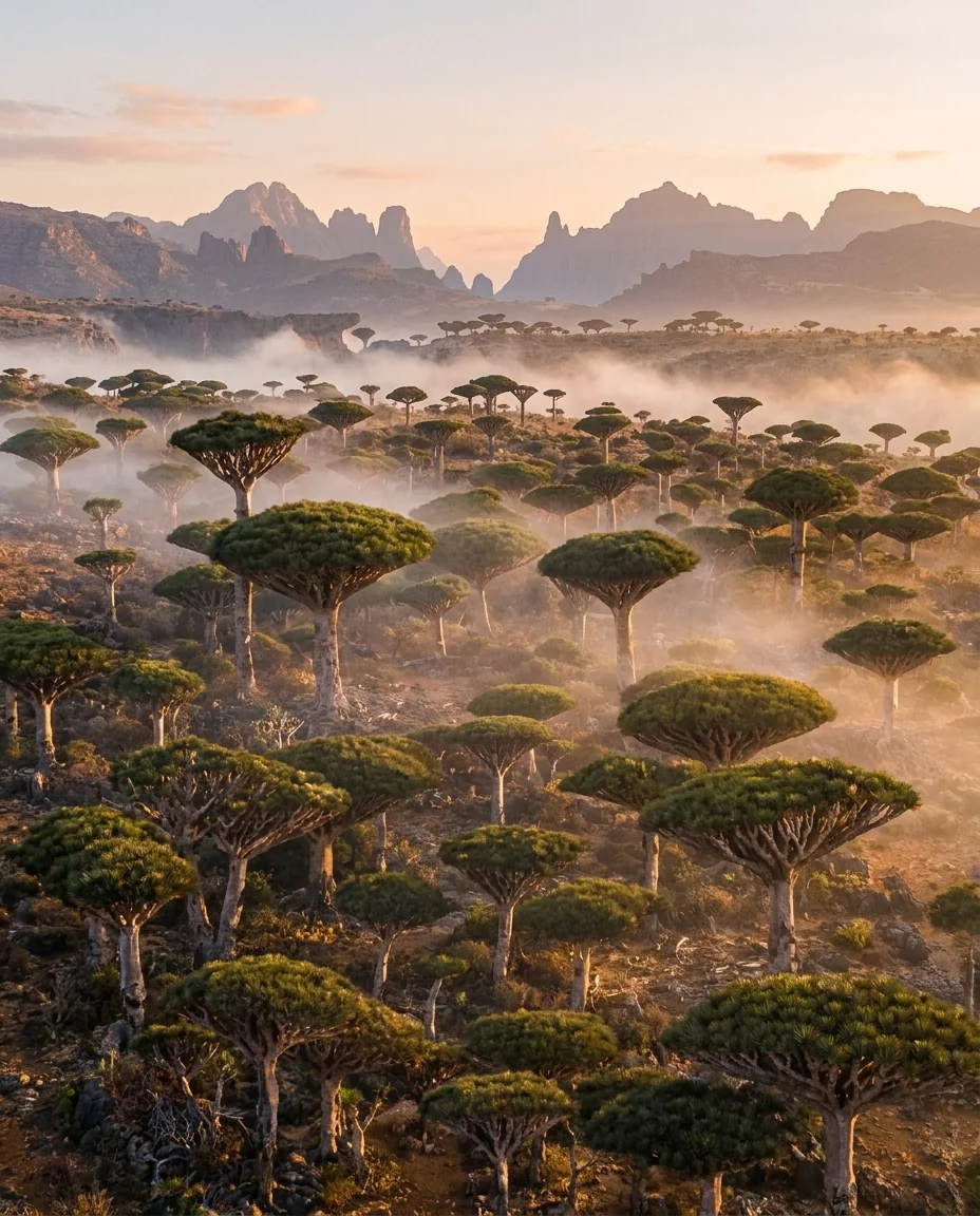 Firmihin Dragon Blood Tree Forest — dense canopy grove