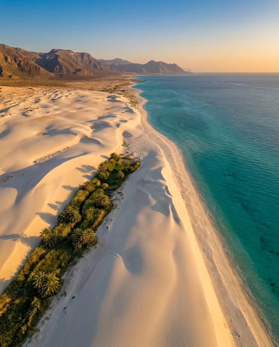 Hayf Sand Dunes — white dunes and freshwater spring