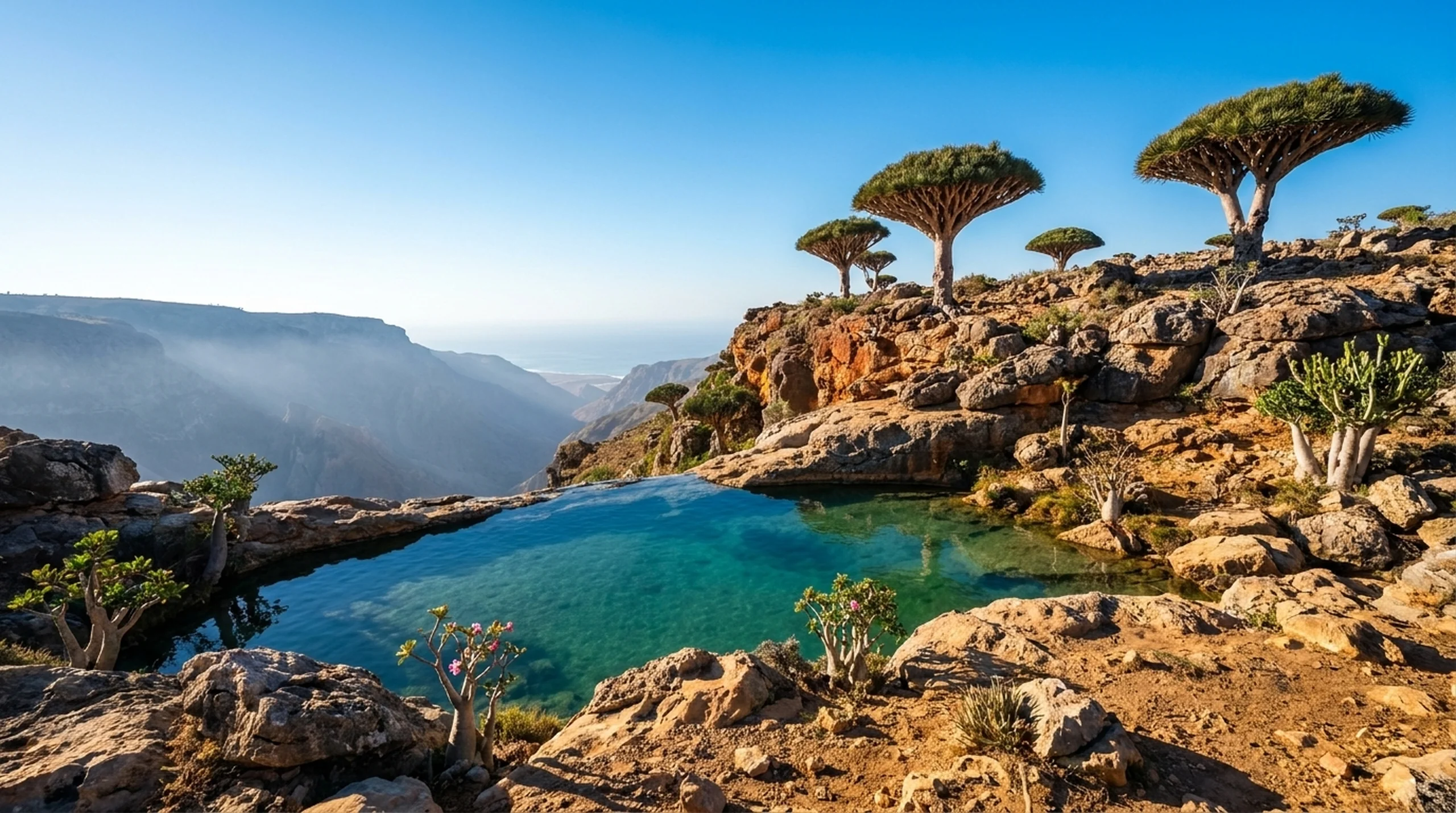 Homhil Plateau — Dragon Blood Trees above the valley