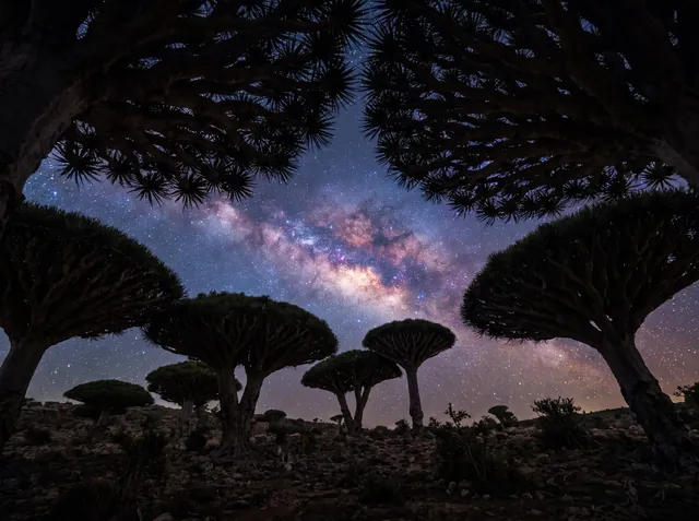 Firmihin Forest, astrophotography on socotra