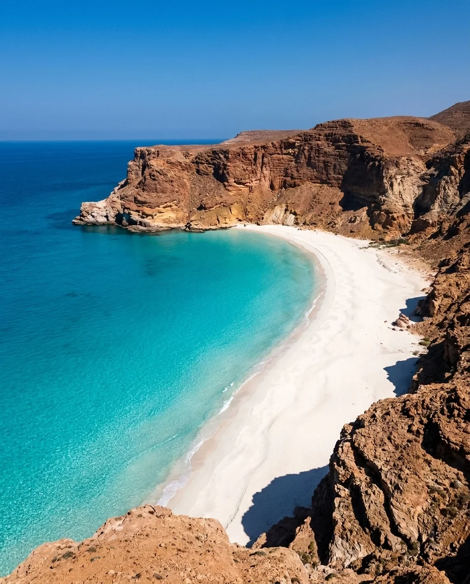 Shuab Bay Beach — turquoise cove between limestone cliffs