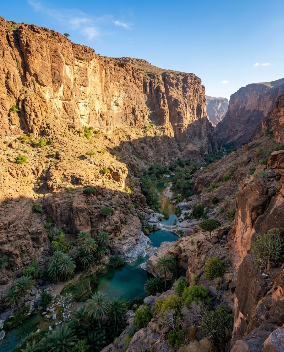 Wadi Dirhur Canyon — dramatic vertical rock walls