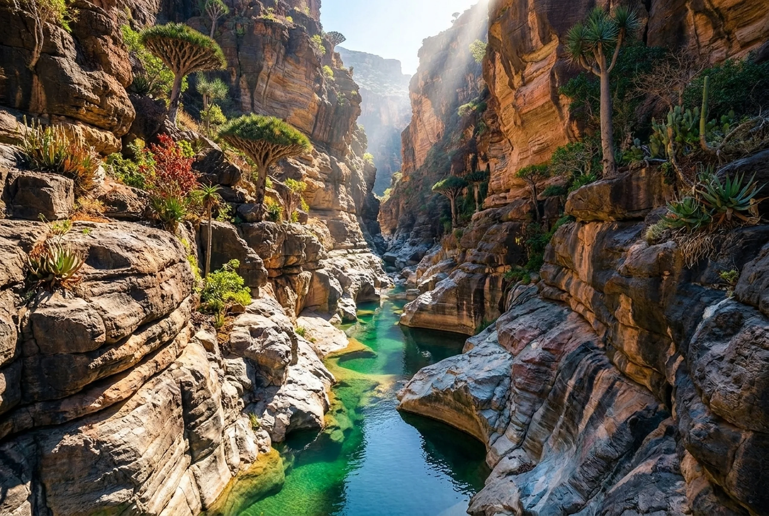 Wadi Klisen Canyon walls and endemic plants