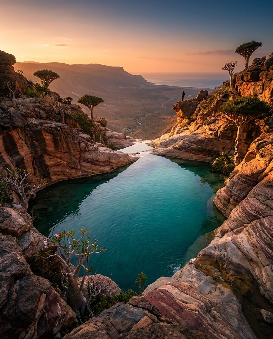 Wadi Shifa Infinity Pool — natural rock pool at cliff edge